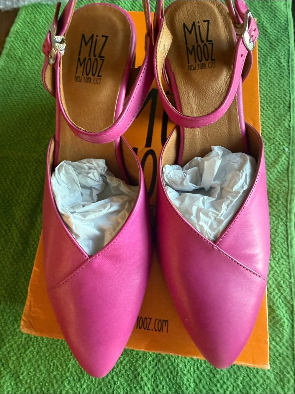 Miz Mooz Hot Pink Pointed-Toe Slingback Heels